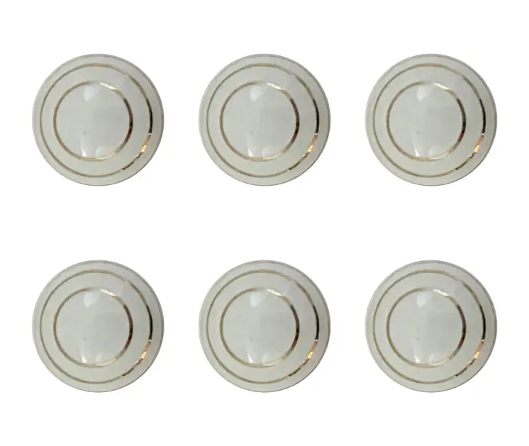 Set of Six White And Gold Geometric Ceramic Drawer Pull Knobs