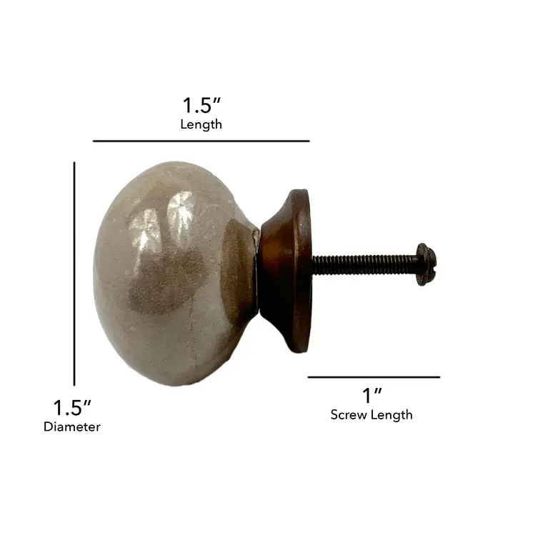 Set of Six Tan Ceramic Mushroom Shape Drawer Pull Knobs