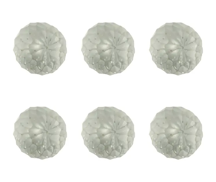 Set of Six White Frosted Glass Faceted Globe Drawer Pull Knobs