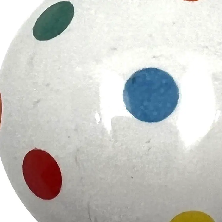 Set of Six Off White Blue Red And Green Polka Dots Ceramic Drawer Pull Knobs