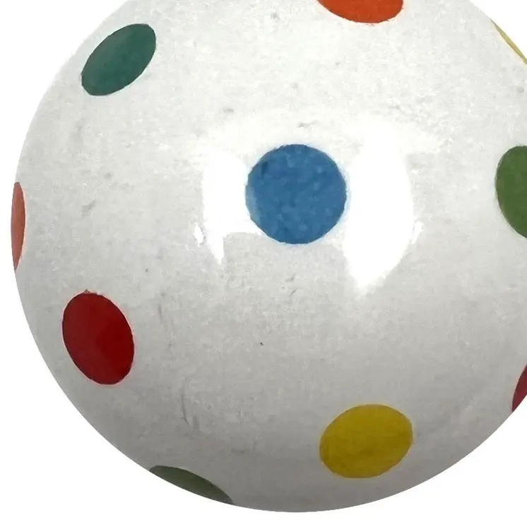 Set of Six Off White Blue Red And Green Polka Dots Ceramic Drawer Pull Knobs