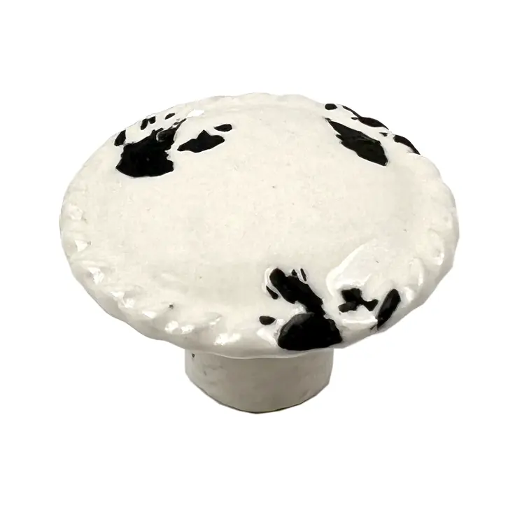 Set of Six Distressed White Ceramic Drawer Pull Knobs