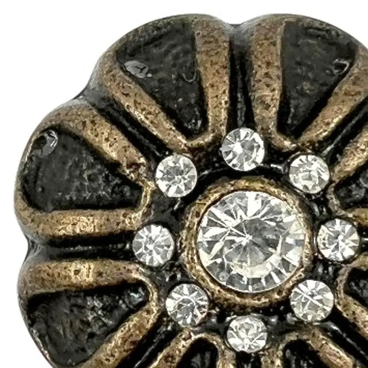 Set of Six Black And Gold Iron And Faux Crystal Scalloped Shape Drawer Pull Knobs