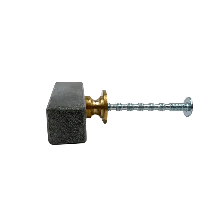 Set of Six Gray Stone Drawer Pull Knobs