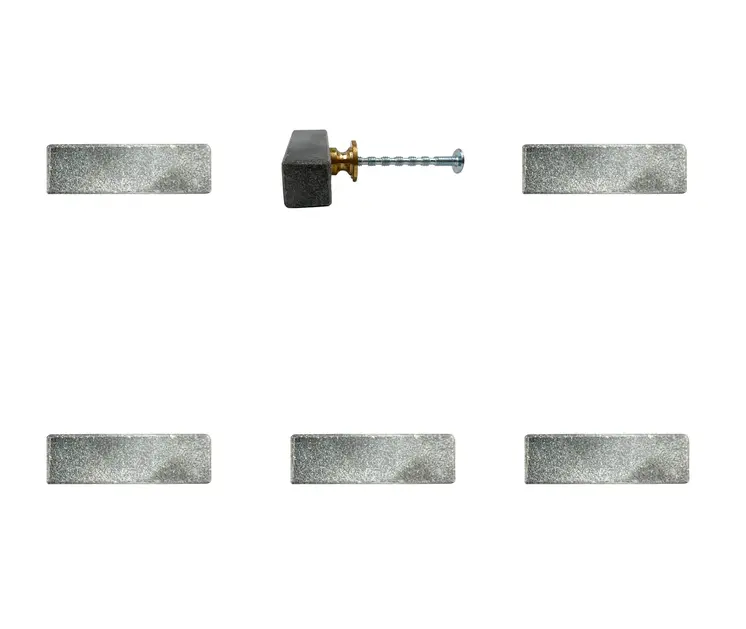 Set of Six Gray Stone Drawer Pull Knobs