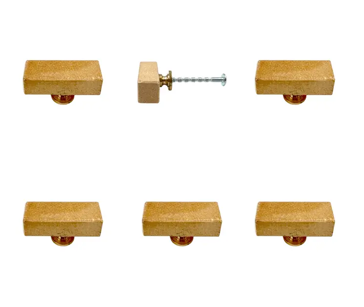 Set of Six Brown Stone Drawer Pull Knobs