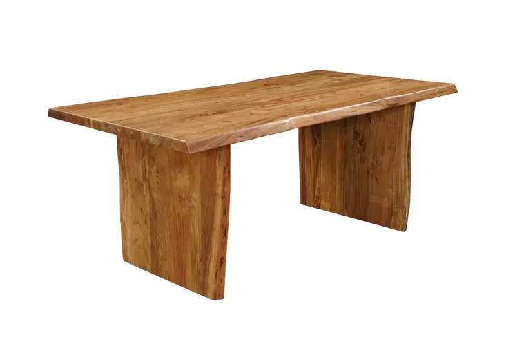 Seven Piece Brown Solid Wood Dining Set with Six Chairs