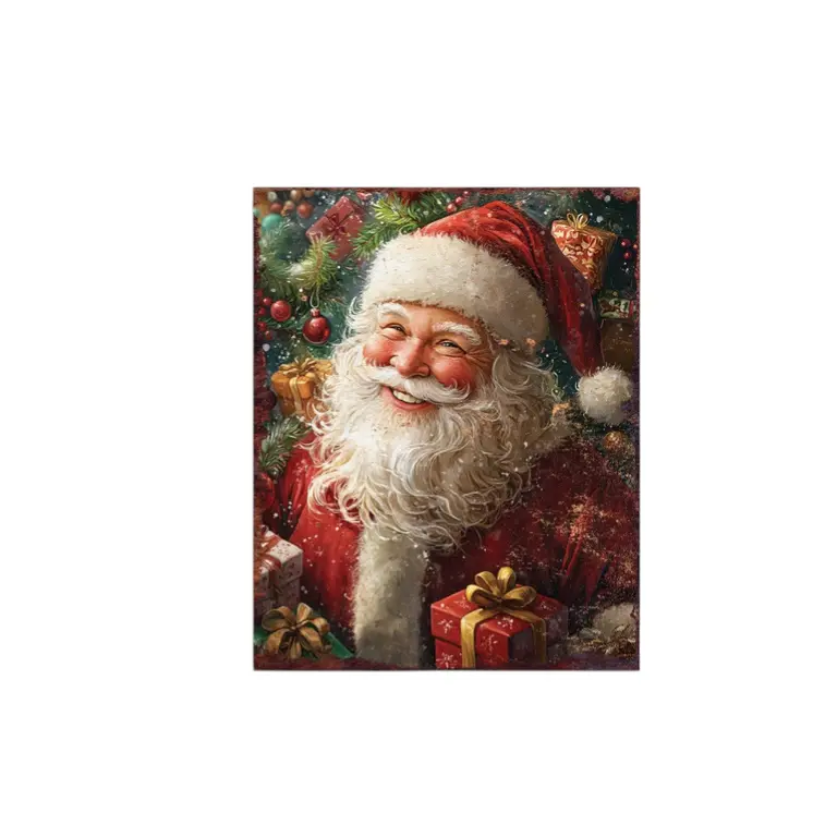 15" Red White And Green Wood Christmas Santa Tabletop Sign