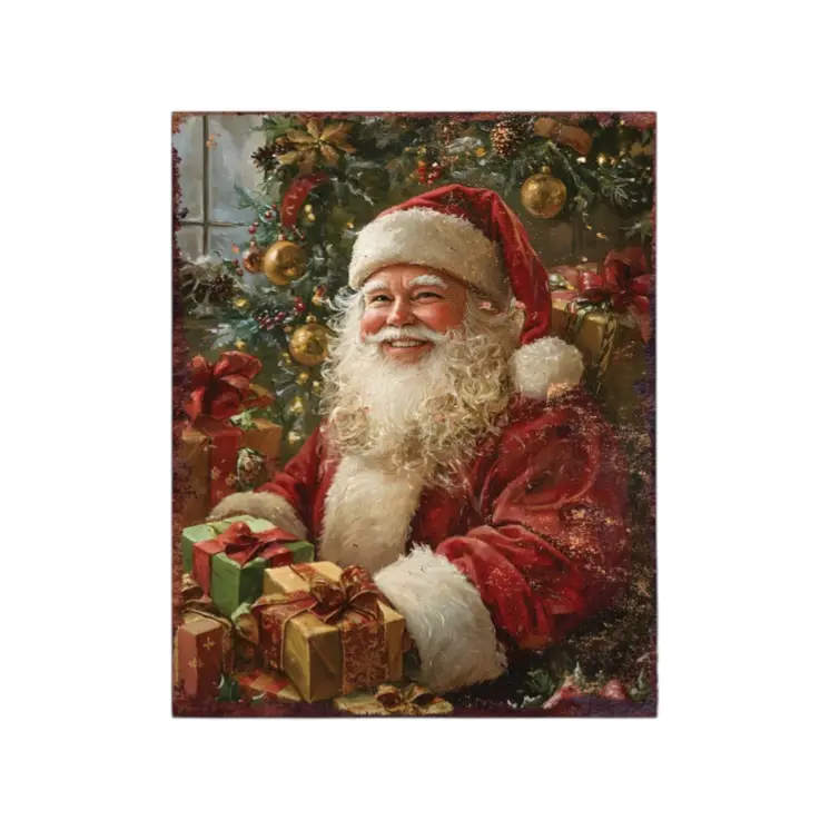 15" Red White And Green Wood Christmas Santa Tabletop Sign
