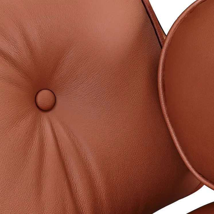 27" Brown and Light Brown Tufted Genuine Leather Swivel Lounge Chair With Ottoman