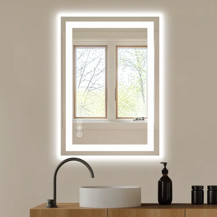 20" Clear Lighted Frameless Bathroom Vanity Mirror
