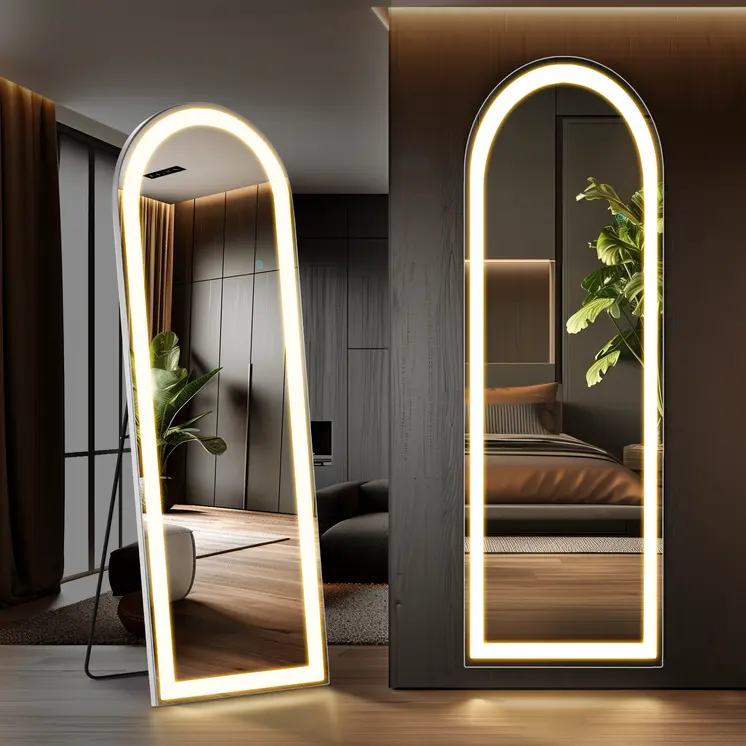 63" Clear Arch Lighted Frameless Full Length Mirror