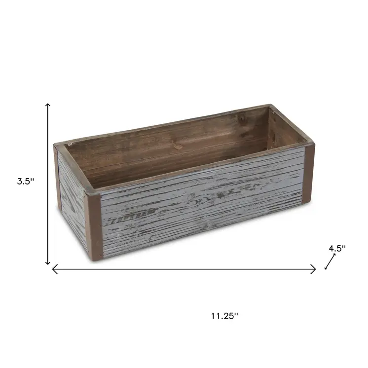 Gray Wood 98 Ounce Rectangular Distressed Planter Box
