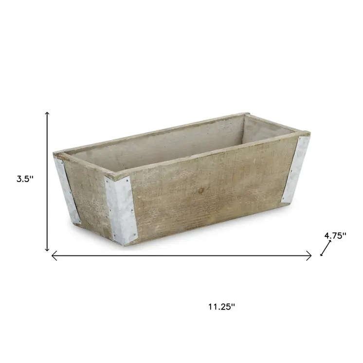 Brown Wood 90 Ounce Rectangular Distressed Planter Box