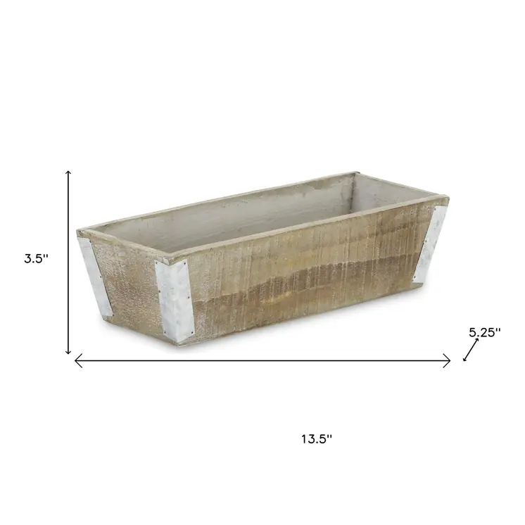 Brown Wood 123 Ounce Rectangular Distressed Planter Box