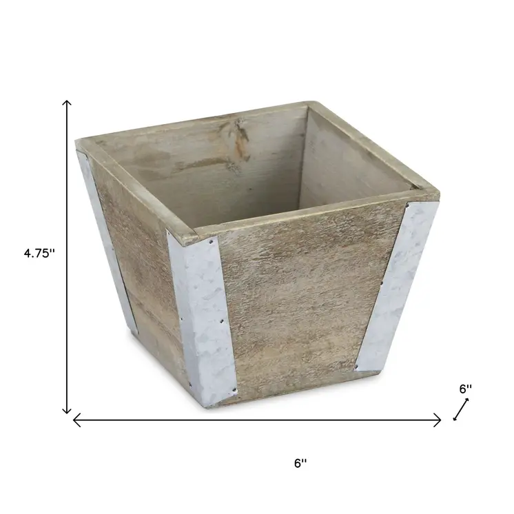 Brown Wood 96 Ounce Square Distressed Planter Box