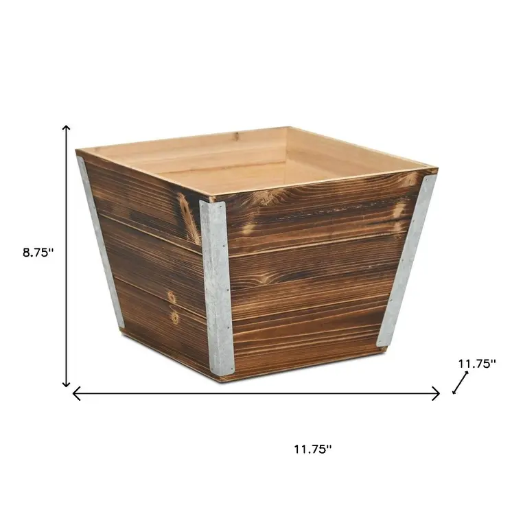 Brown Wood 600 Ounce Square Distressed Planter Box