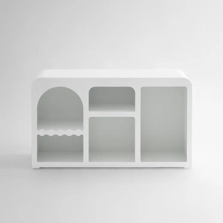 50" White Fiberglass Solid Console Table With Five Shelves