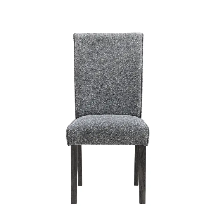 Set of Two Gray Upholstered Fabric Dining Side Chairs