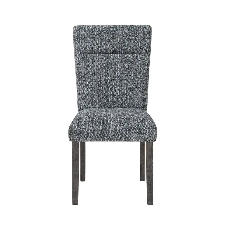 Set of Two Gray and Brown Upholstered Fabric Dining Side Chairs