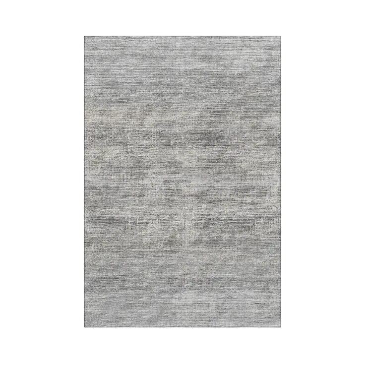 3' X 5' Silver And Charcoal Abstract Washable Indoor Outdoor Area Rug