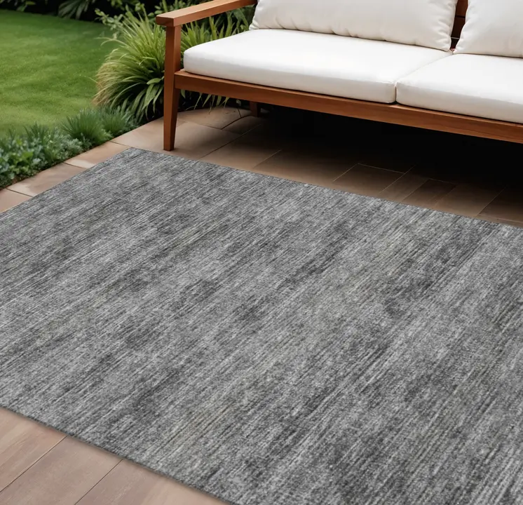 9' X 12' Gray And Ivory Abstract Washable Indoor Outdoor Area Rug