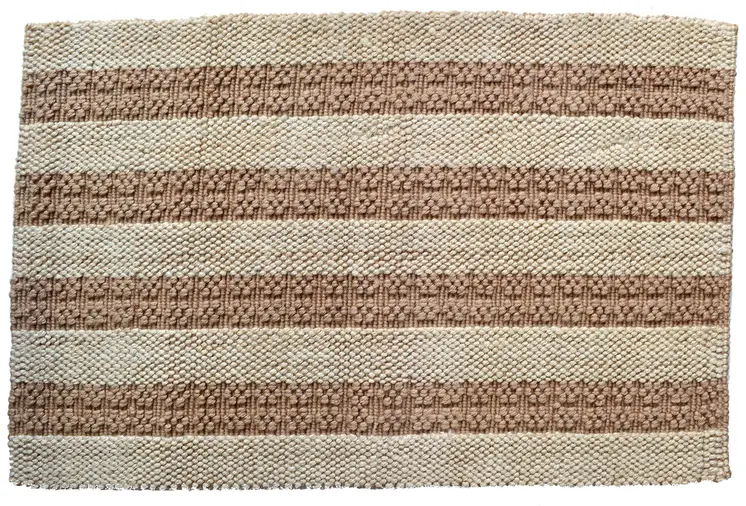 2' X 3' Beige And Brown Jute Striped Hand Woven Area Rug