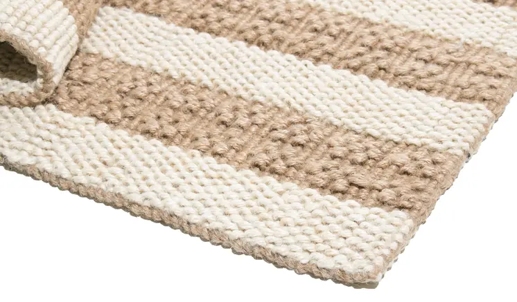 2' X 3' Beige And Brown Jute Striped Hand Woven Area Rug