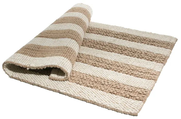 2' X 3' Beige And Brown Jute Striped Hand Woven Area Rug