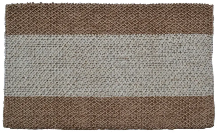 2' X 3' Brown And Beige  Jute Striped Hand Woven Area Rug