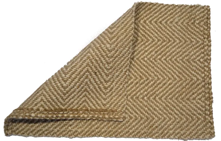 2' X 3' Beige And Brown Jute Abstract Geometric Hand Woven Area Rug