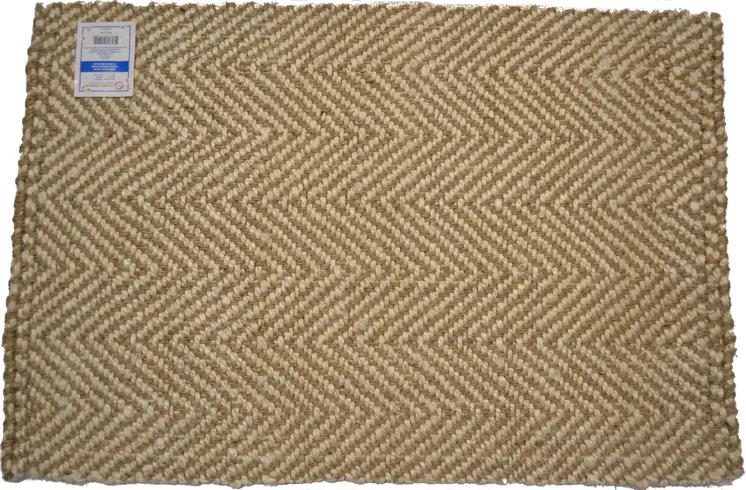 2' X 3' Beige And Brown Jute Abstract Geometric Hand Woven Area Rug