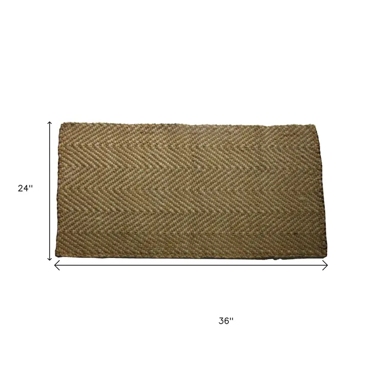 2' X 3' Beige And Brown Jute Abstract Geometric Hand Woven Area Rug