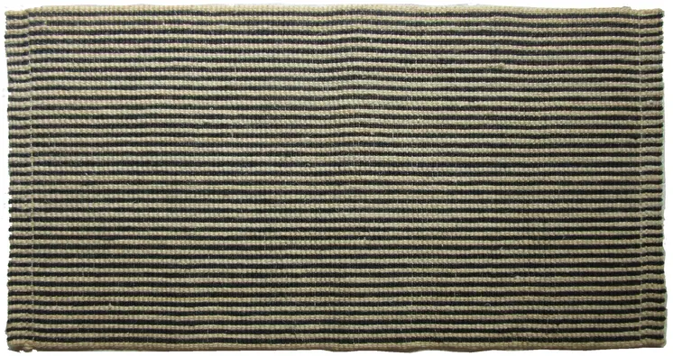 2' X 3' Black And Brown Jute Striped Hand Woven Area Rug