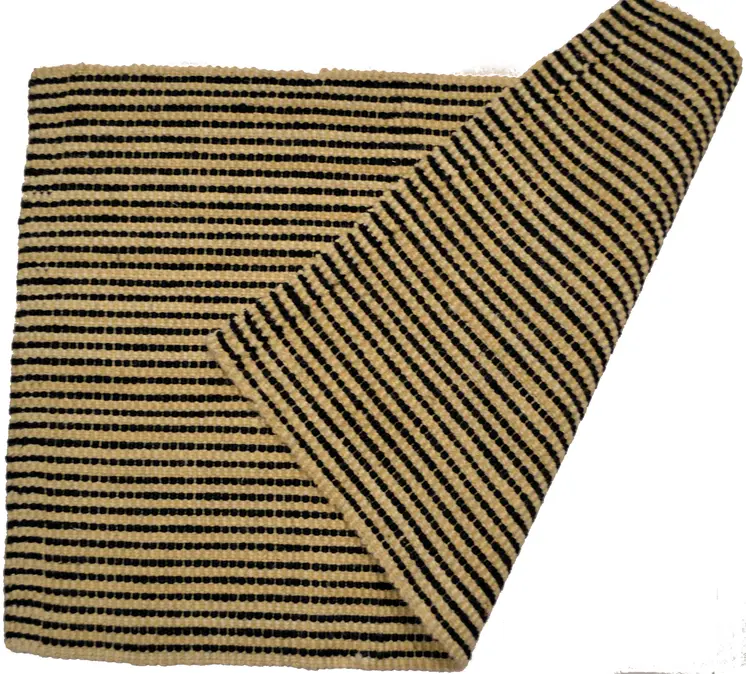 2' X 3' Black And Brown Jute Striped Hand Woven Area Rug