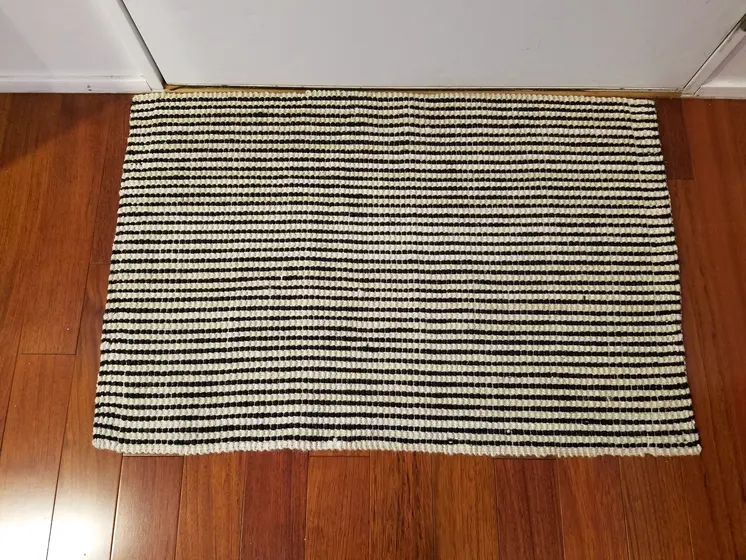 2' X 3' Black And Brown Jute Striped Hand Woven Area Rug