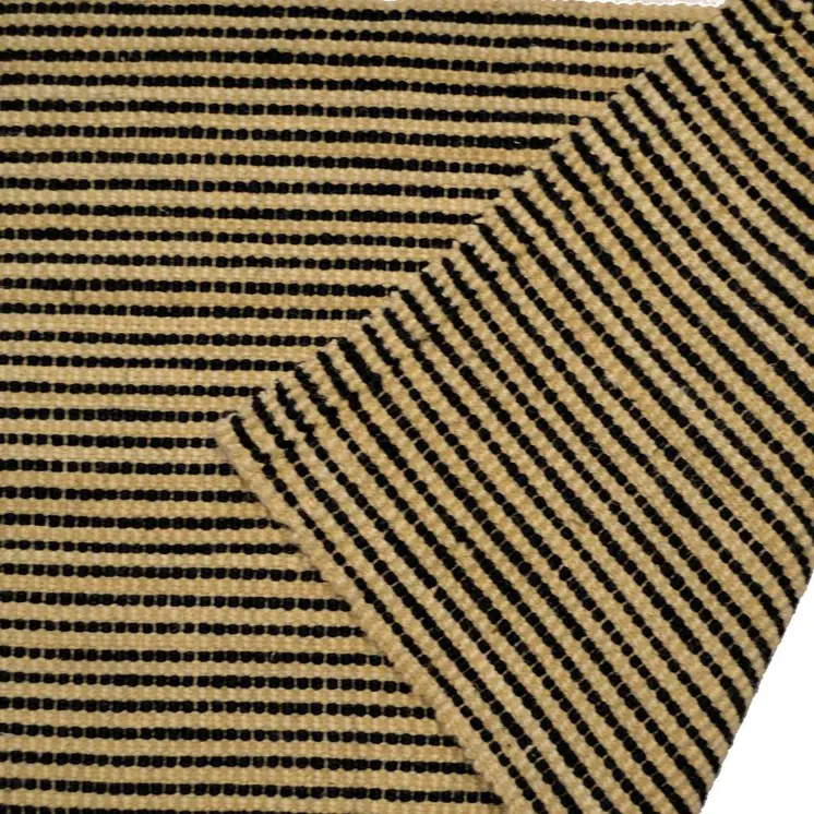 2' X 3' Black And Brown Jute Striped Hand Woven Area Rug