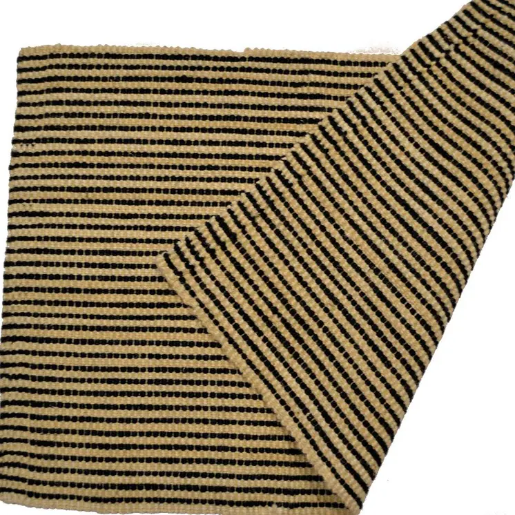 2' X 3' Black And Brown Jute Striped Hand Woven Area Rug