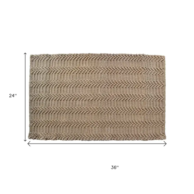 2' X 3' Natural Jute Abstract Hand Woven Area Rug