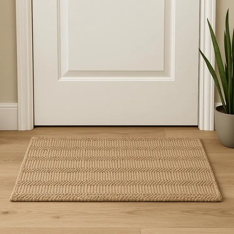 2' X 3' Natural Jute Abstract Hand Woven Area Rug