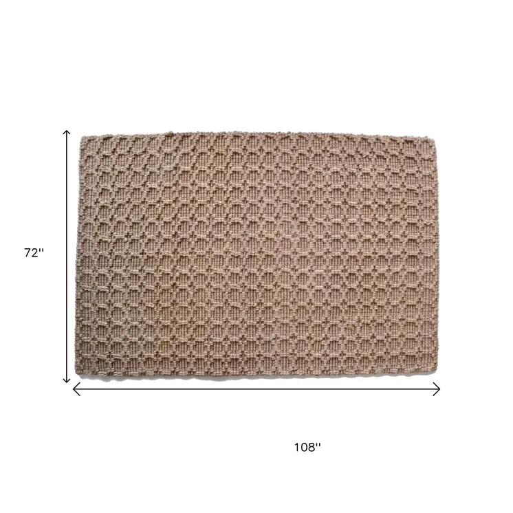6' X 9' Beige And Brown Jute Geometric Hand Woven Area Rug