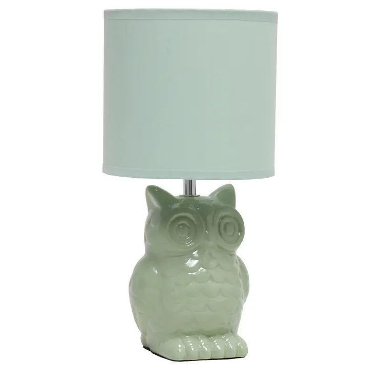 13" Sage Ceramic Novelty Table Lamp With Sage Drum Shade