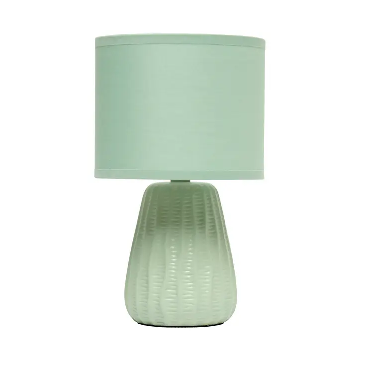 11" Sage Ceramic Round Table Lamp With Sage Drum Shade