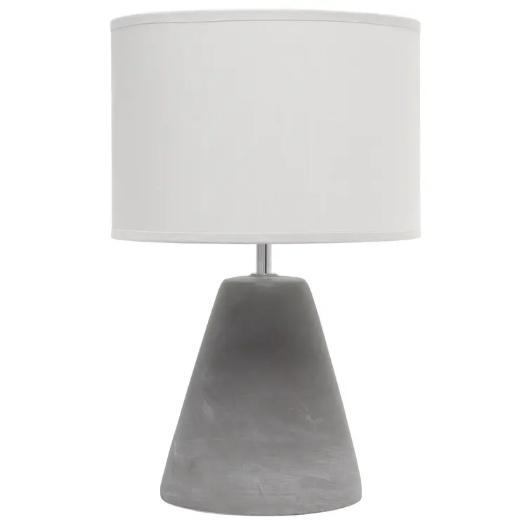 14" Gray Concrete Novelty Table Lamp With Gray Drum Shade