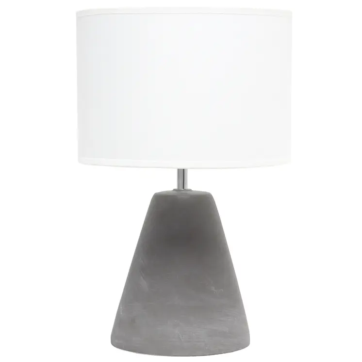 14" White Concrete Novelty Table Lamp With White Drum Shade