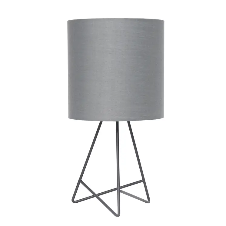 14" Gray Metal Tripod Table Lamp LED With Gray Drum Shade