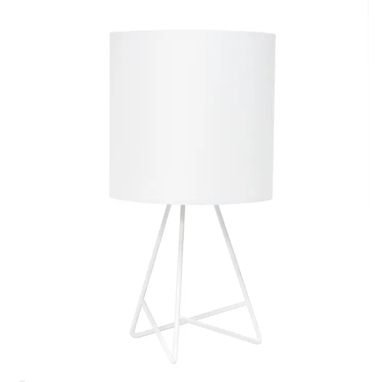 14" White Metal Tripod Table Lamp LED With White Drum Shade
