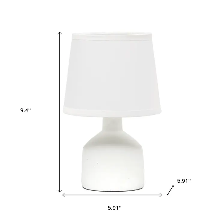 9" Off White Concrete Novelty Table Lamp With White Drum Shade