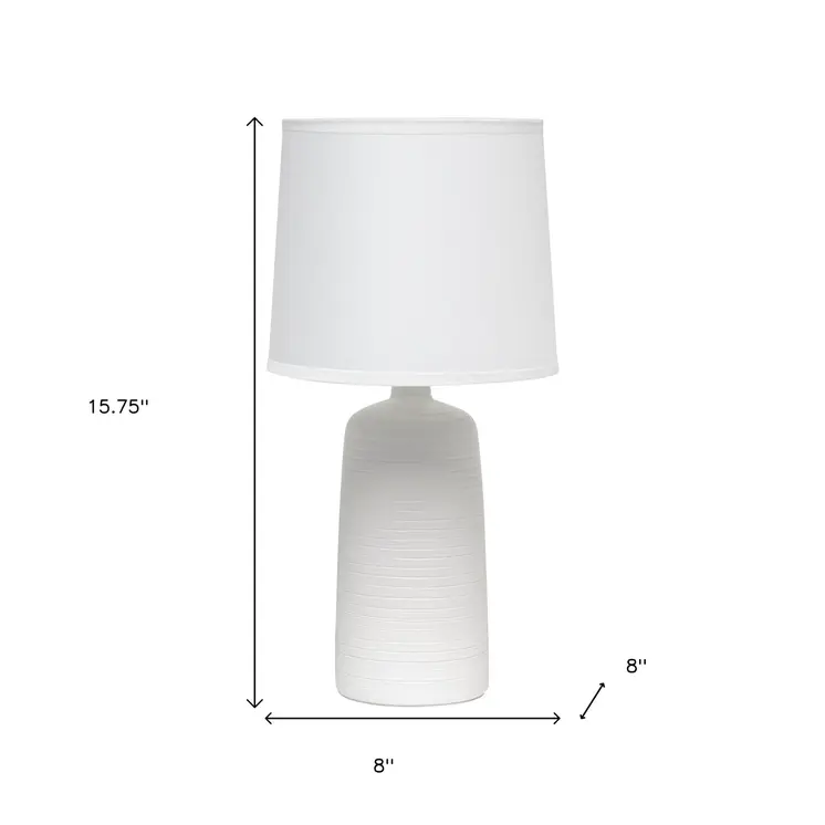 16" Off White Ceramic Novelty Table Lamp With White Drum Shade