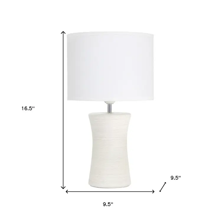 17" Off White Ceramic Novelty Table Lamp With White Drum Shade